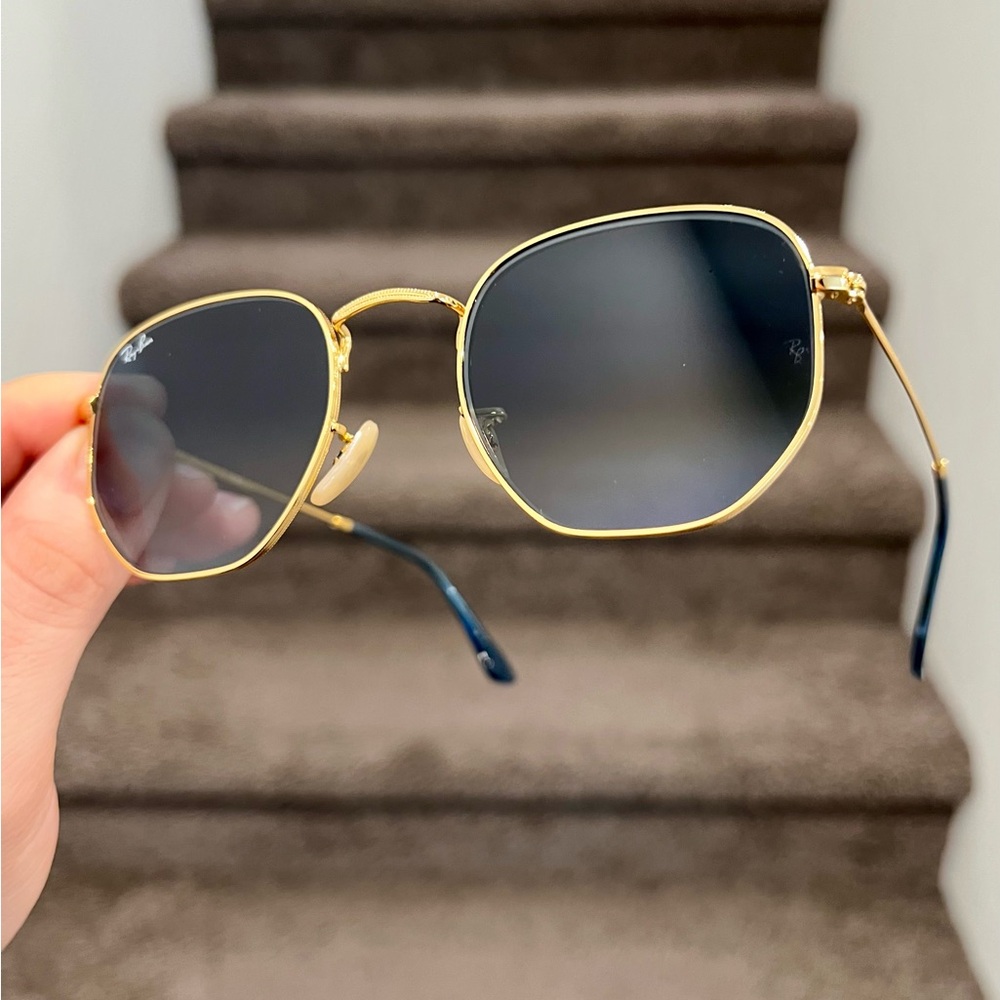 NEW Ray-Ban Hexagonal Medium 3548N 51mm- Gold Blue Gradient